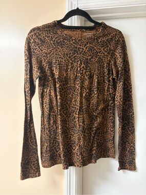 Banana Republic Leopard Print Long Sleeve Top - Brown Black